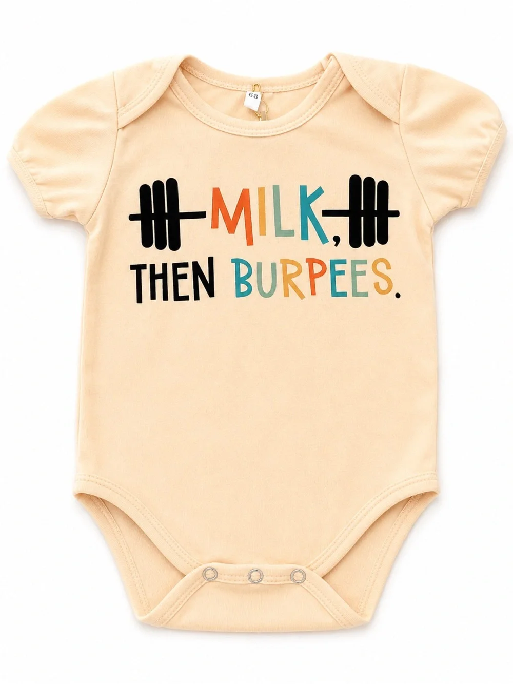 Milk, Then Burpees Beige Baby One-Piece Bodysuit